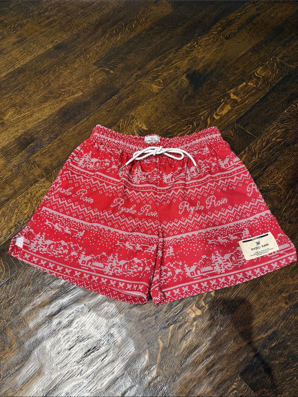 Ryoko Rain Red Patterned Men’s Swim Bermudas
